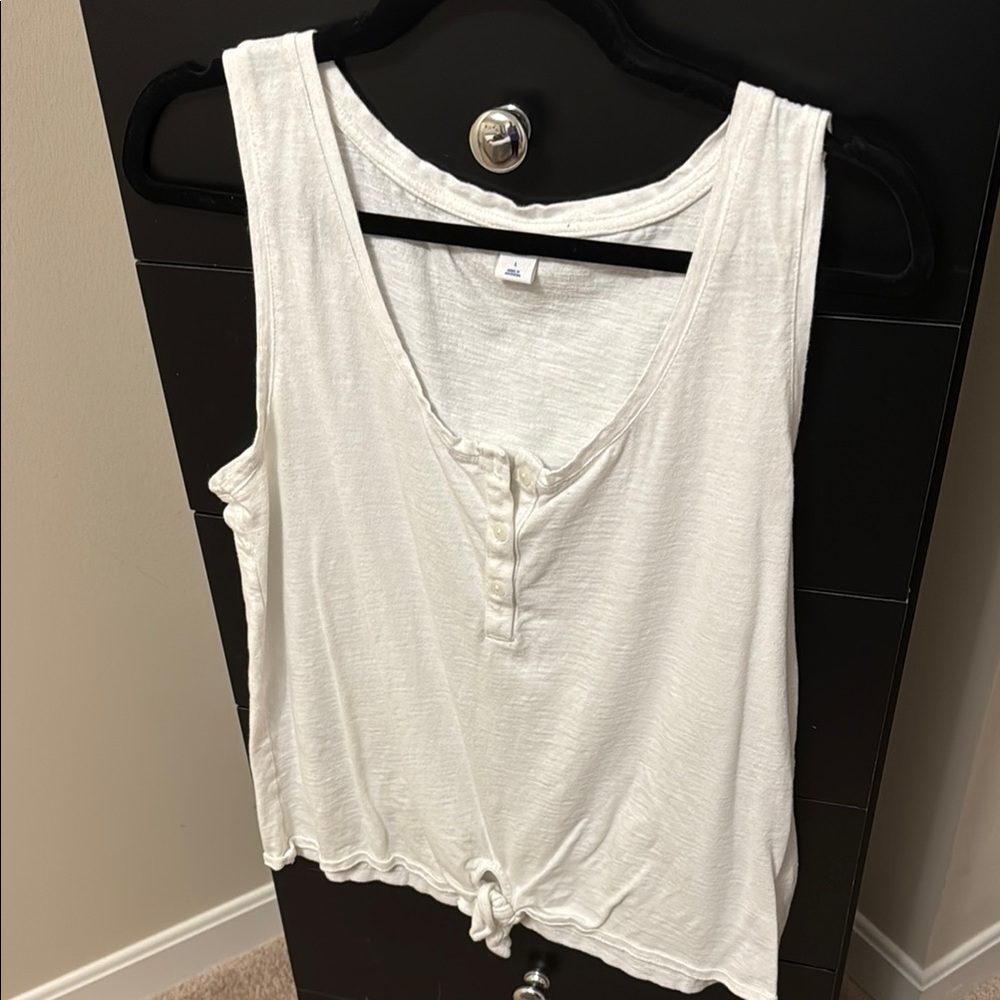 Old Navy White Button Down Tie Sleeveless Top